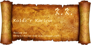 Kolár Karina névjegykártya